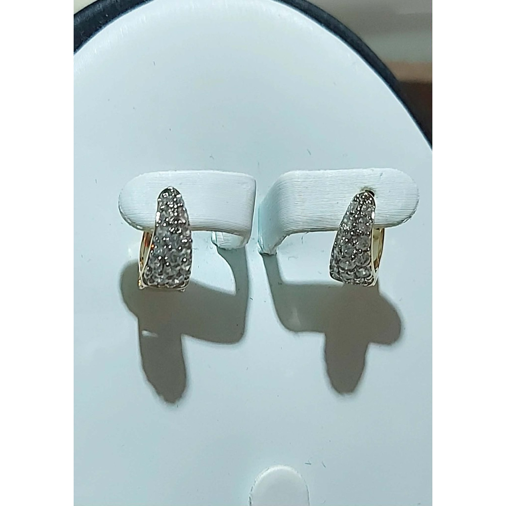 Diamond Accent Huggies Earrings | Yellow Gold Setting product photo 3
