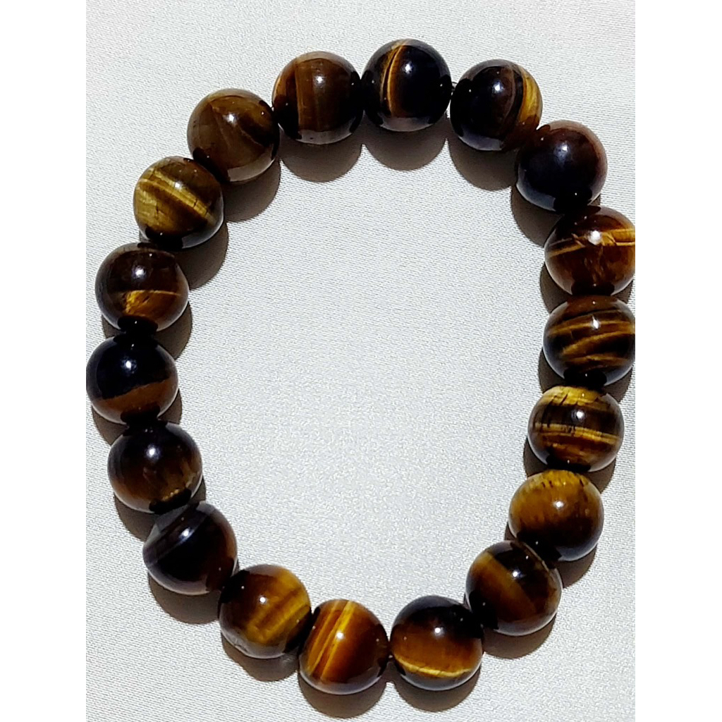 Natural Tiger Eye Gemstone Bracelet | 10mm Beads product photo 2