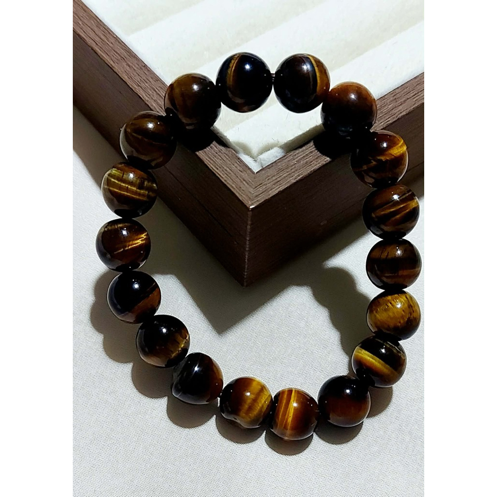 Natural Tiger Eye Gemstone Bracelet | 10mm Beads product photo 3