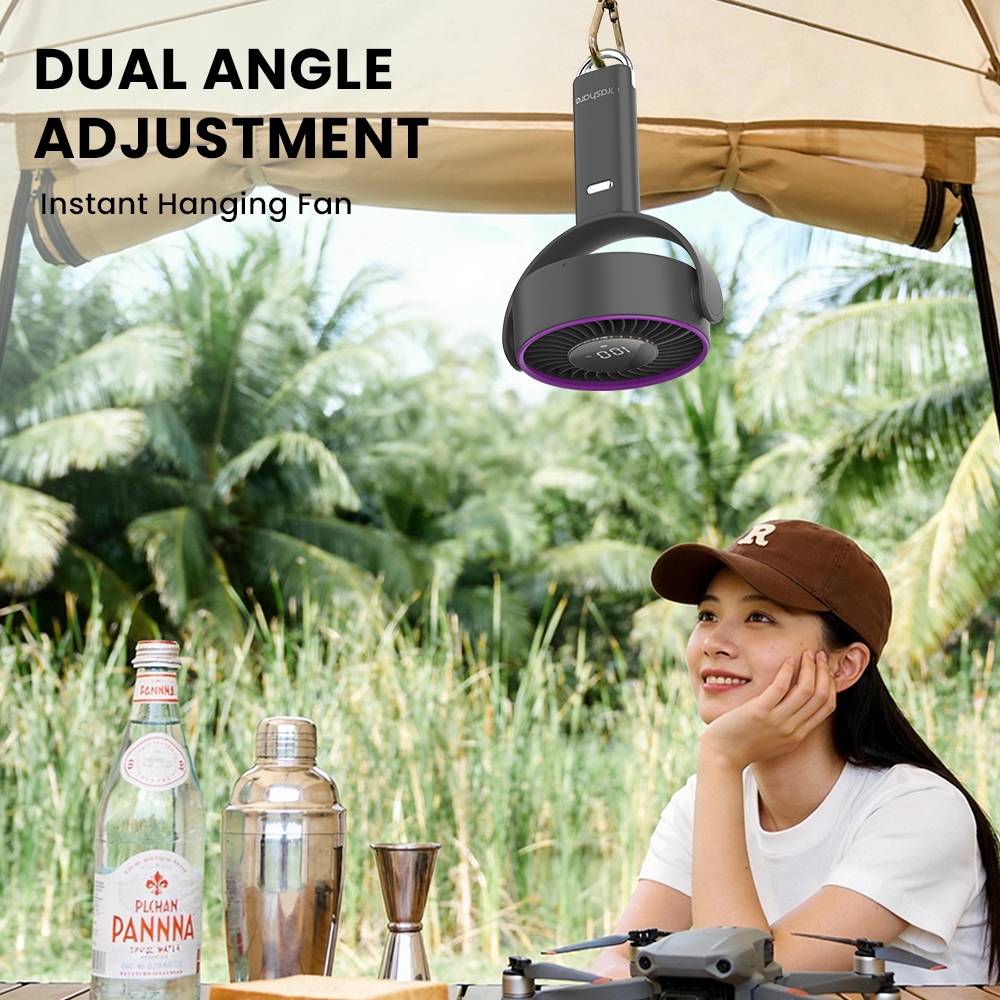 Orashare HF25 Big Foldable Handheld Fan 100‑Speed Silent 6000mAh Rechargeable Portable Hanging Fan — view 6