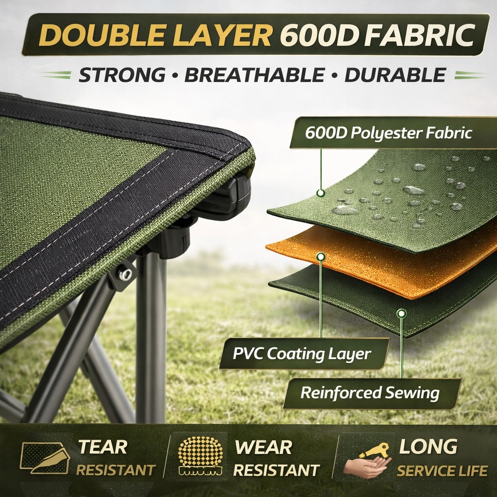 Outdoor folding chair heavy duty Camping Chair Portable Fishing Chair 220KG Large Load-Bearing 【COD】 — view 4