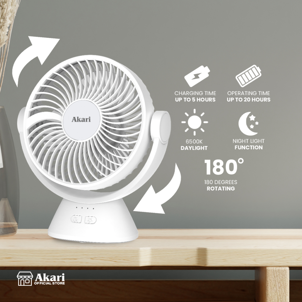 BUY 1 TAKE 1 Akari 6" Rechargeable Desk fan w/ Night Light Function (ARF-606) — view 7