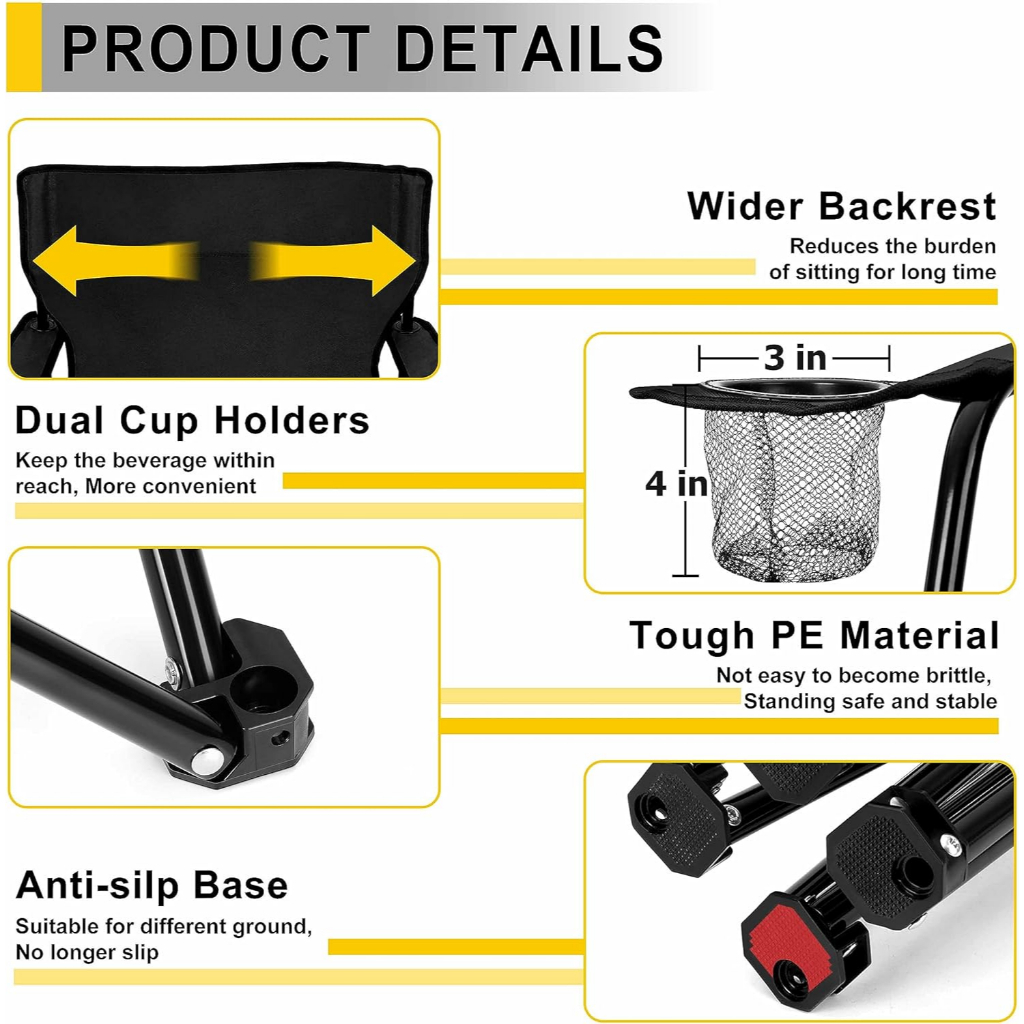 Foldable Chairs with Armrest & Camping Table Portable Folding Set with Storage Bag For Outdoor BBQ — view 5