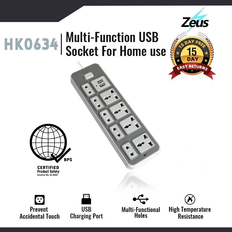 Extension Outlet Socket Plug With Switch Usb Cable Power Supply Power Board Socket Line Equipmen 1.8