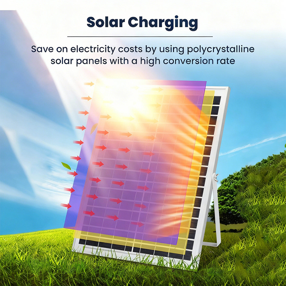 NASA 12/14/16 Inch Solar Electric Fan With Panel Solar Fan With Light Rechargeable Stand Home Use - Image 6