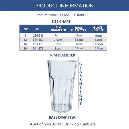 INXX 6 Piece Unbreakable Acrylic Drinking Glass Set – Durable and Lightweight Chowking Baso/Acrylic — view 7