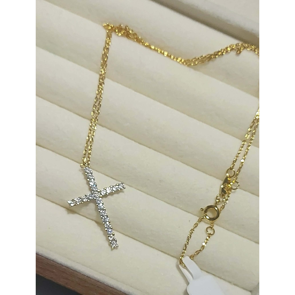 Simple Cross Necklace in Yellow Gold Setting | Adjustable 16–18 Inches product photo 3