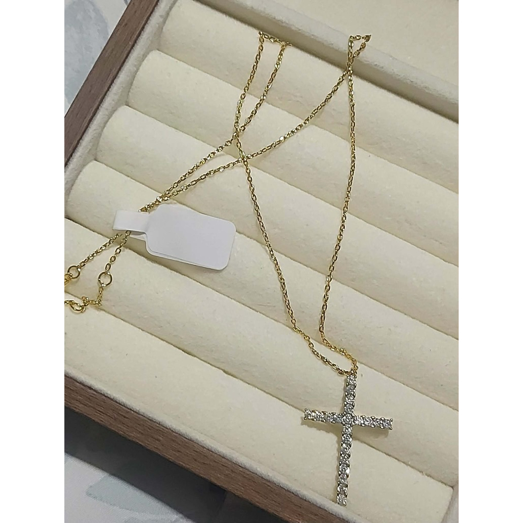 Simple Cross Necklace in Yellow Gold Setting | Adjustable 16–18 Inches product photo 2