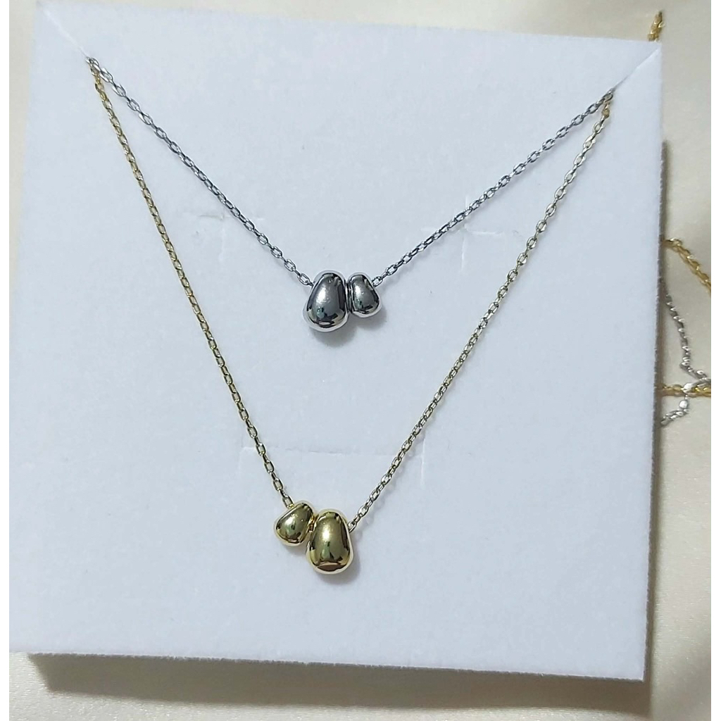 Bottg@ V Inspired Minimalist Double Bead Necklace | Adjustable 16–18 Inches product photo 1