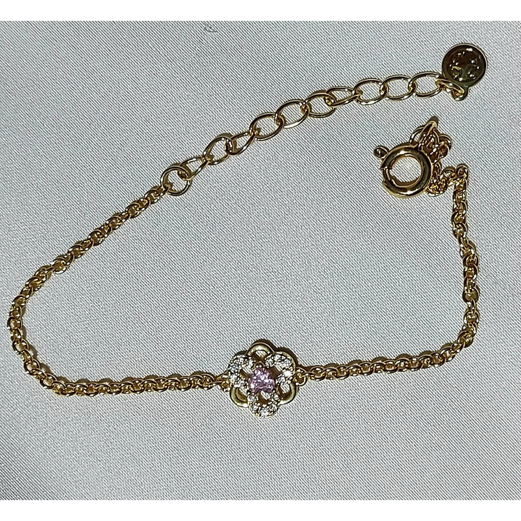 Flower Pendant Bracelet | Pink Sapphire & Diamond | Adjustable 5–6 Inches product photo 3