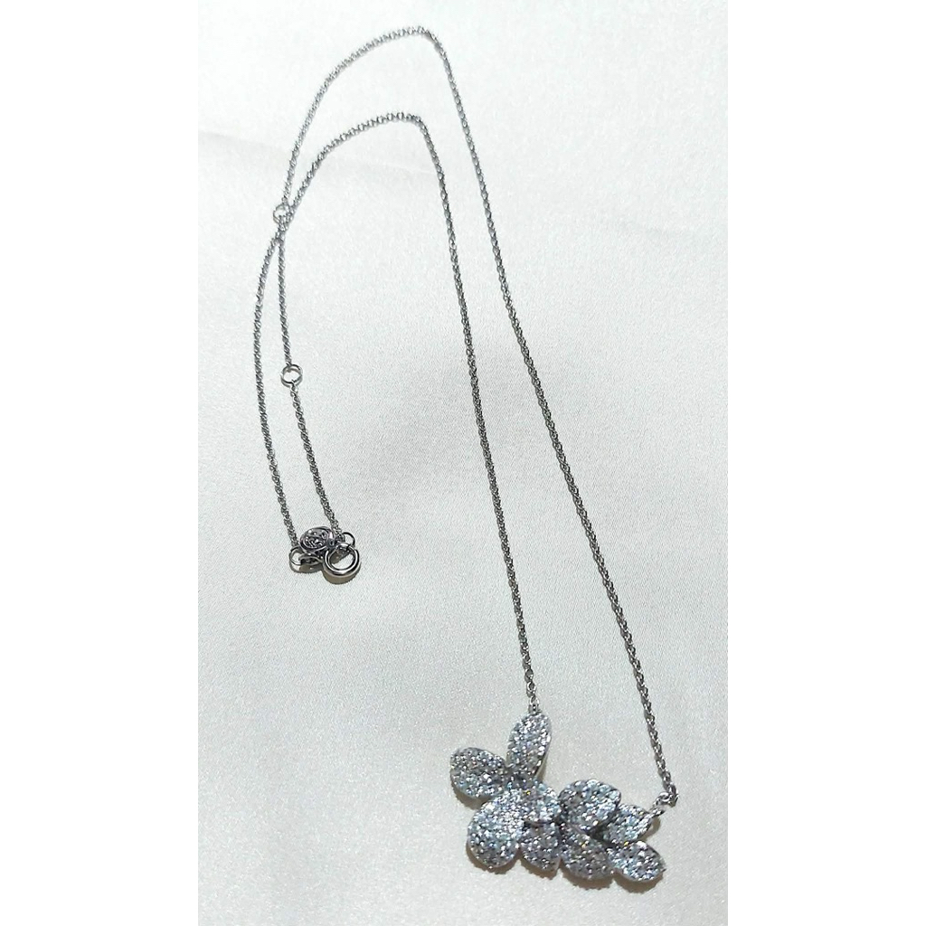 Elegant Petal Leaves Necklace | Pavé Diamond Accents | Adjustable Length product photo 2