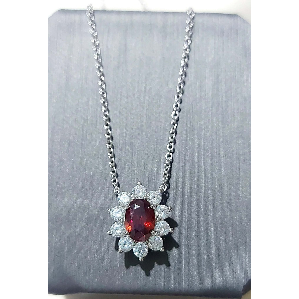 Elegant Estate Ruby & Diamond Pendant | Oval Ruby Center | Adjustable Length product photo 2