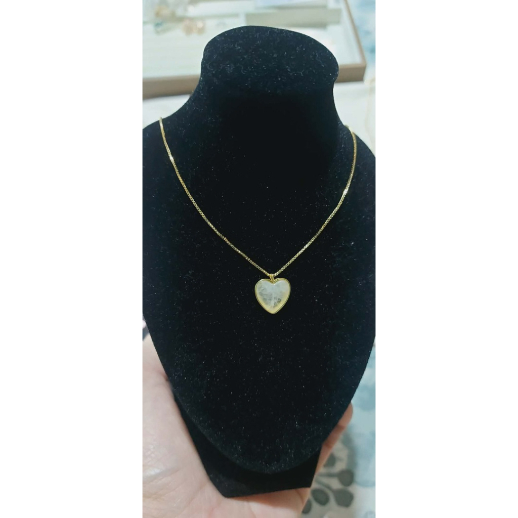 Heart Framed Moonstone Necklace | Yellow Gold Setting | Elegant Statement Piece product photo 2
