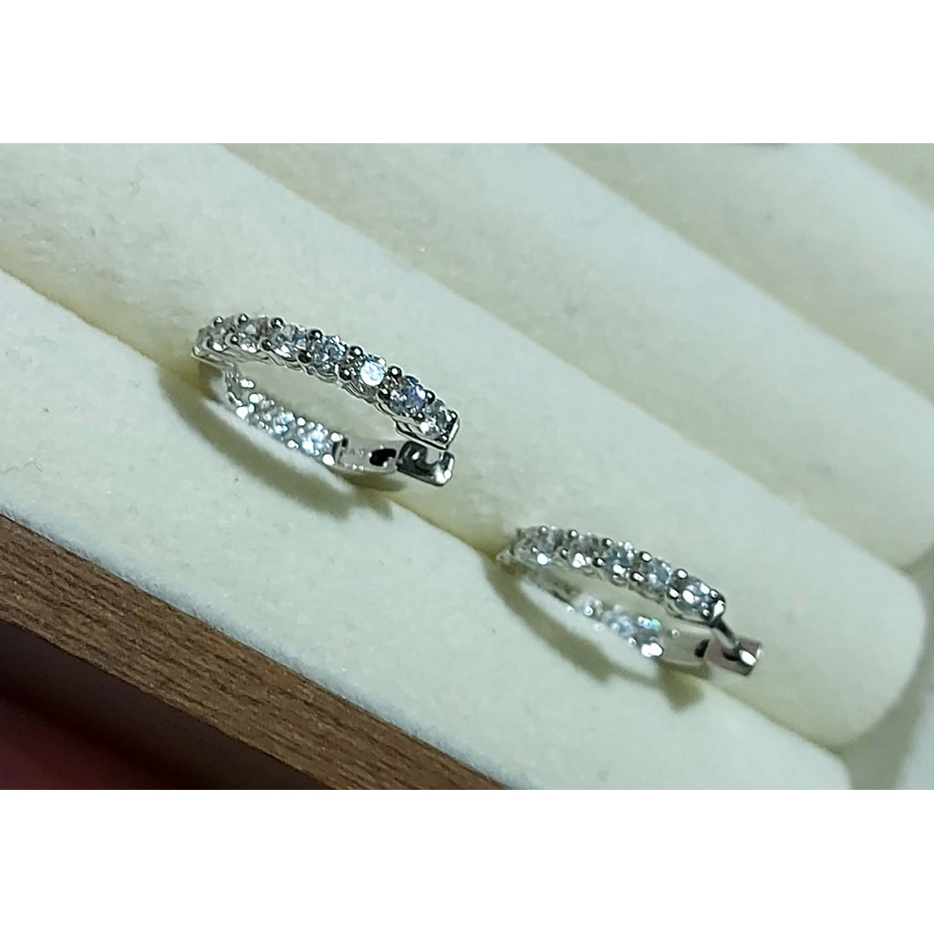 Inside-Out Lab Diamond Huggies/Hoop Earrings | 2cm | Platinum Setting | Secure Lock product photo 3