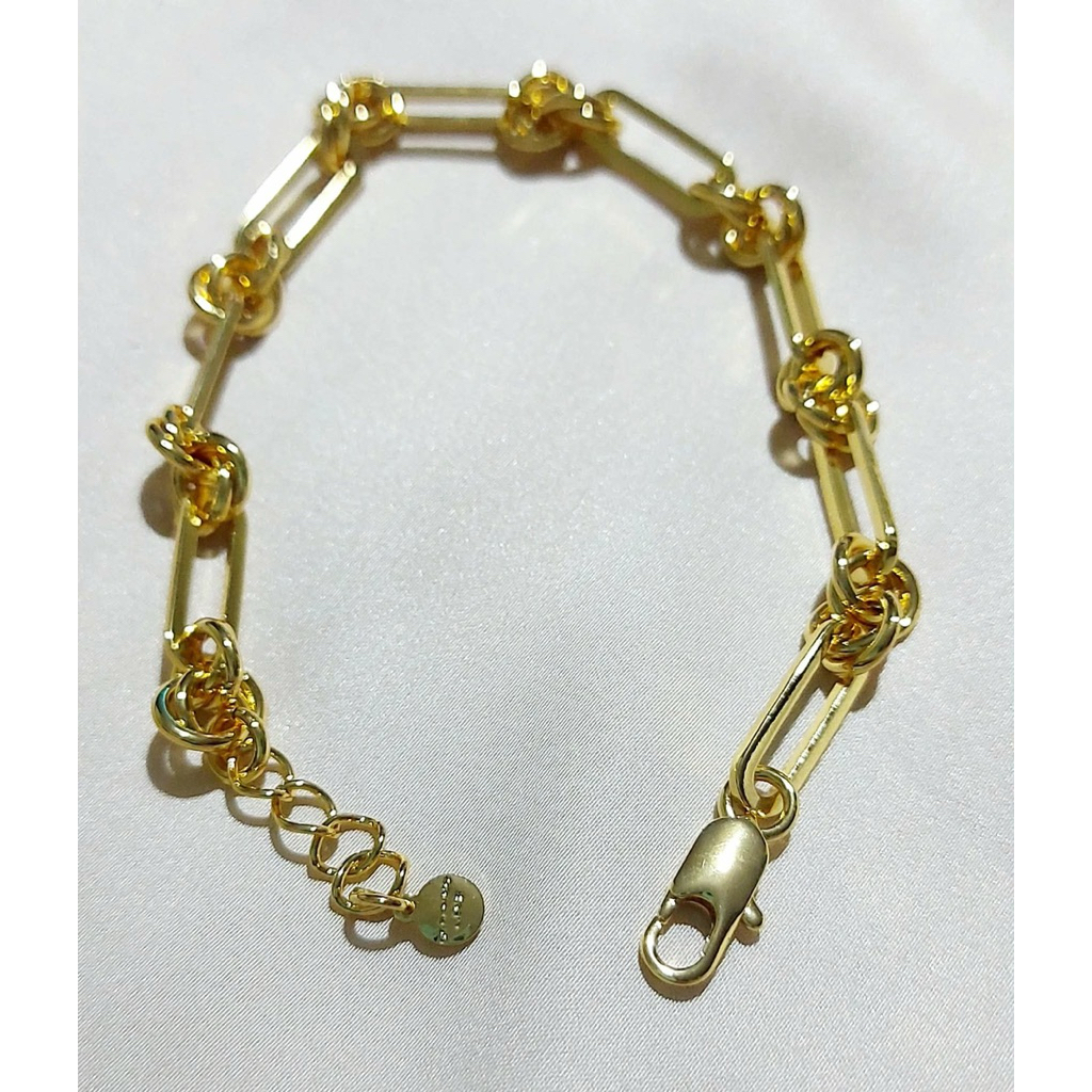 Knot Link Paperclip Bracelet | Adjustable 7.5–8.5 Inches | Yellow Gold Setting product photo 2