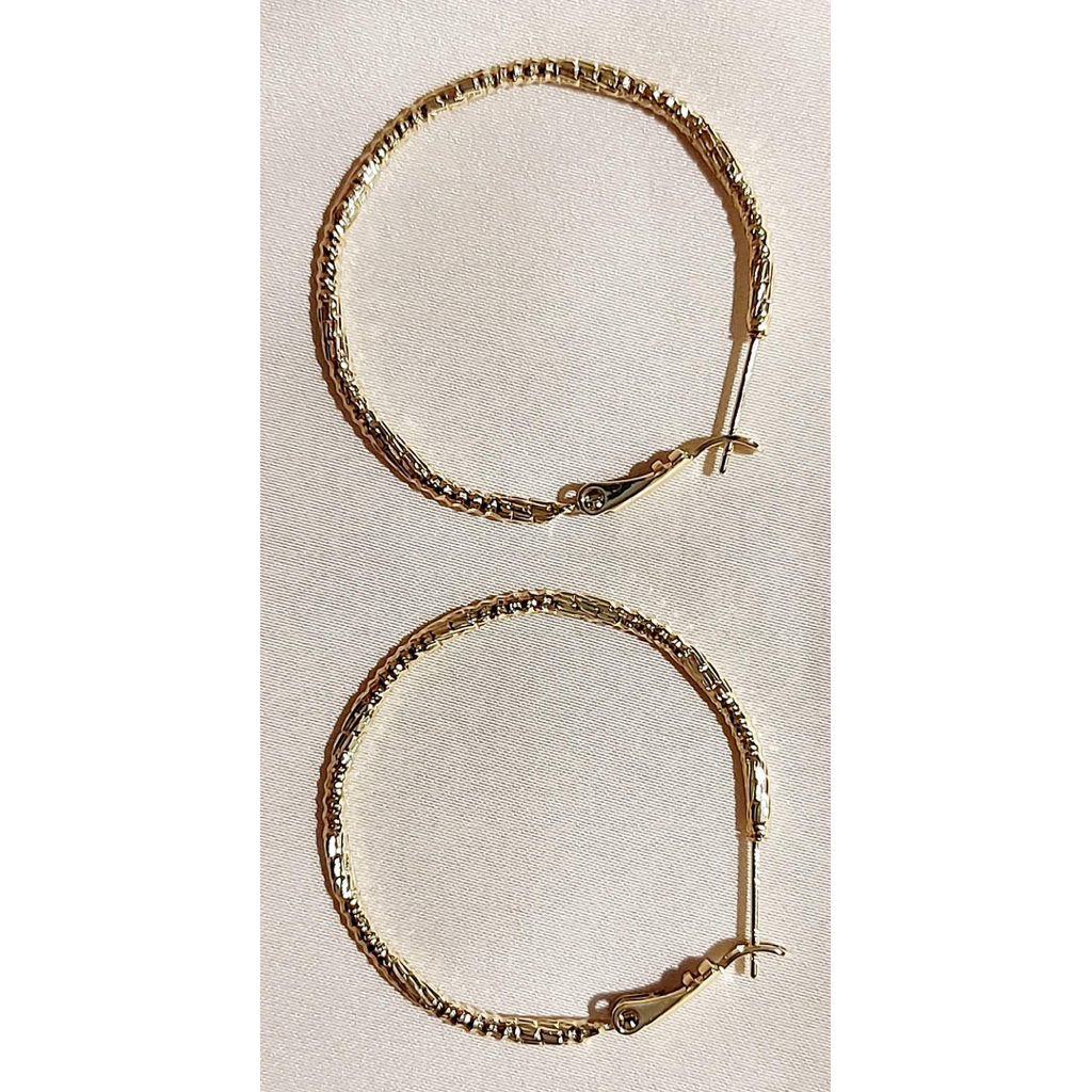 Vintage Art Deco Huge Hoop Earrings | Yellow Gold Setting product photo 4