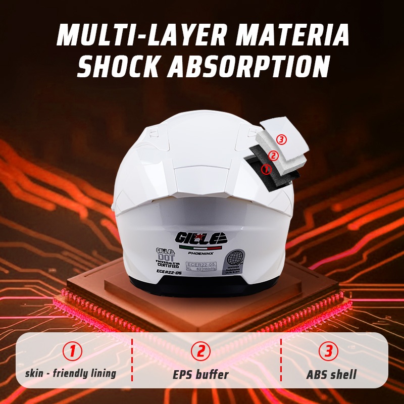 【𝑶𝑭𝑭𝑰𝑪𝑰𝑨𝑳】 GILLE PHOENIX Open Face Dual Visor Revo Helmet Full Face Modular Motorcycle Original - Image 5