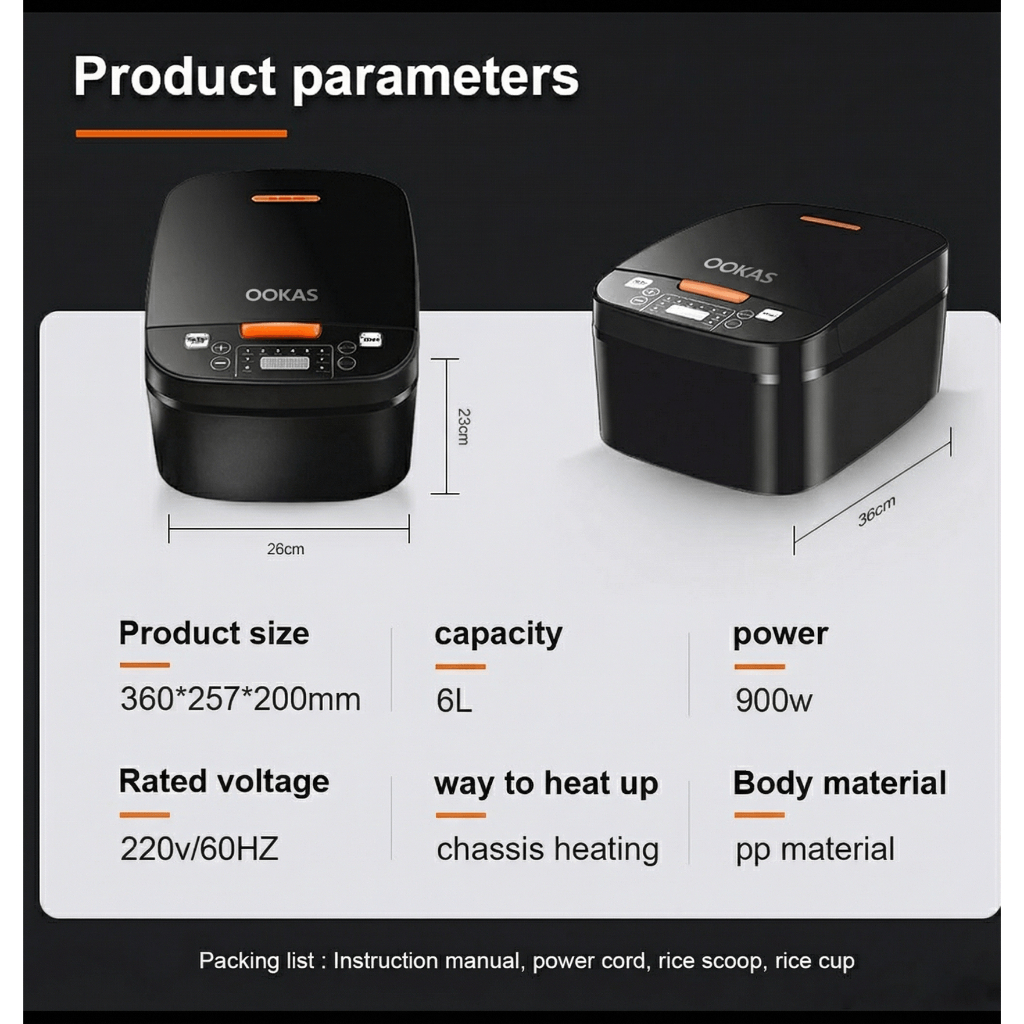 OOKAS Large Capacity Home Multifunctional Electric Rice Cooker 220v - Image 8