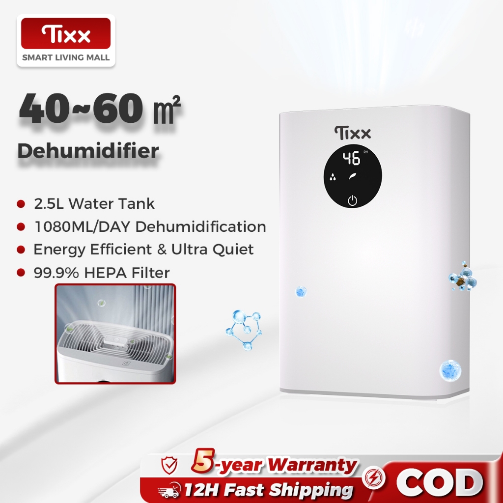 Tixx Dehumidifier Air Purifier For Home 2.5L Water Tank 45db Low Noise Moisture Absorber Indoor