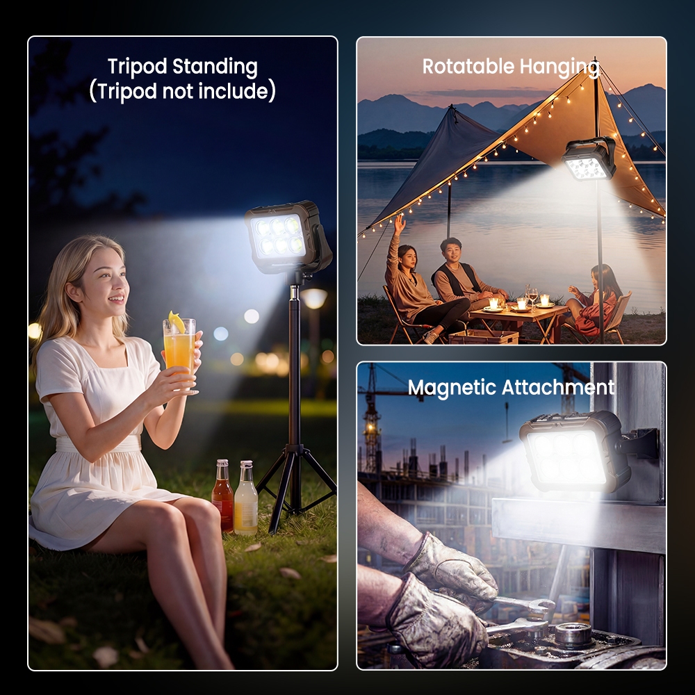 Orashare OL26 Magnetic COB Work Light 3600mAh Rechargeable 800LUM Super Bright Solar Camping Lamp — view 5