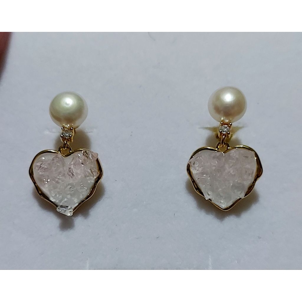 Pearl and Heart Drop Earring yg. product photo 4