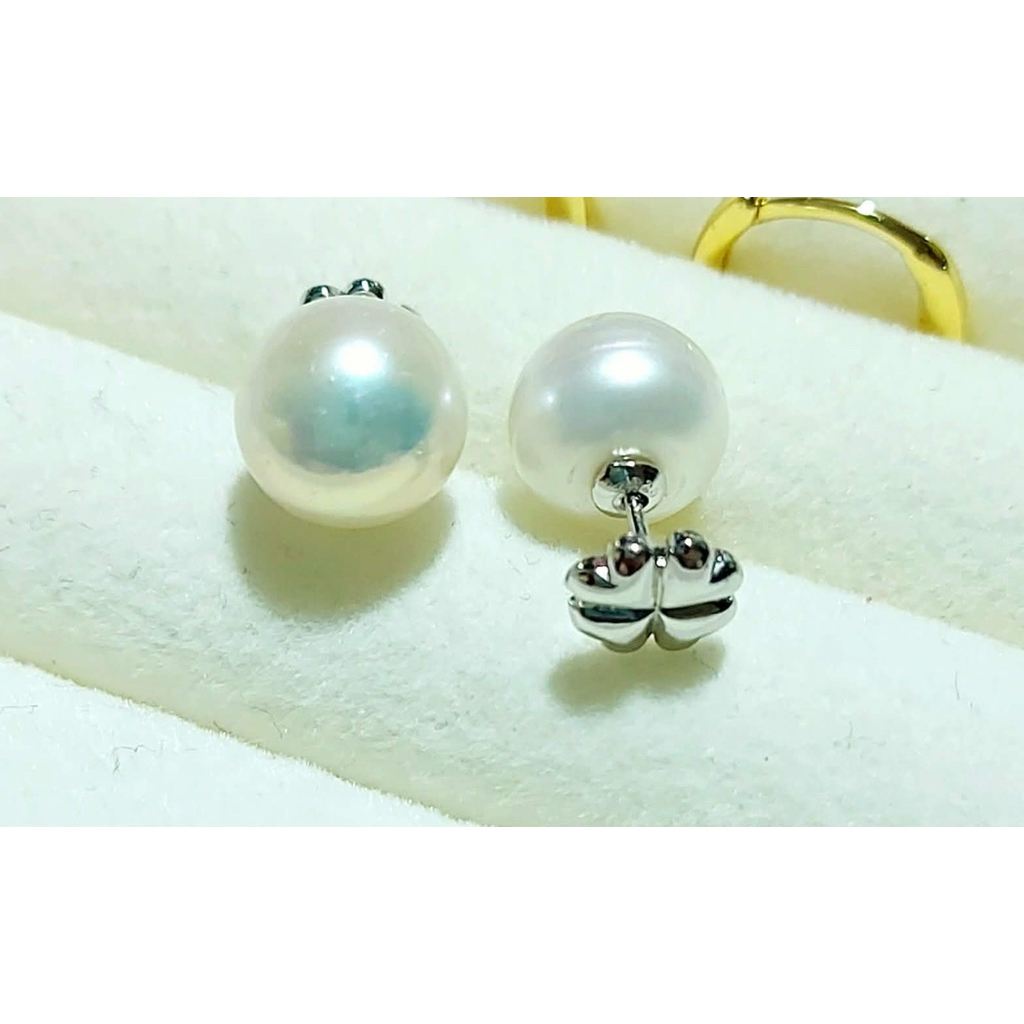 Clover Inspired Pearl Earrings – Platinum Vermeil (Reversible Style) product photo 1