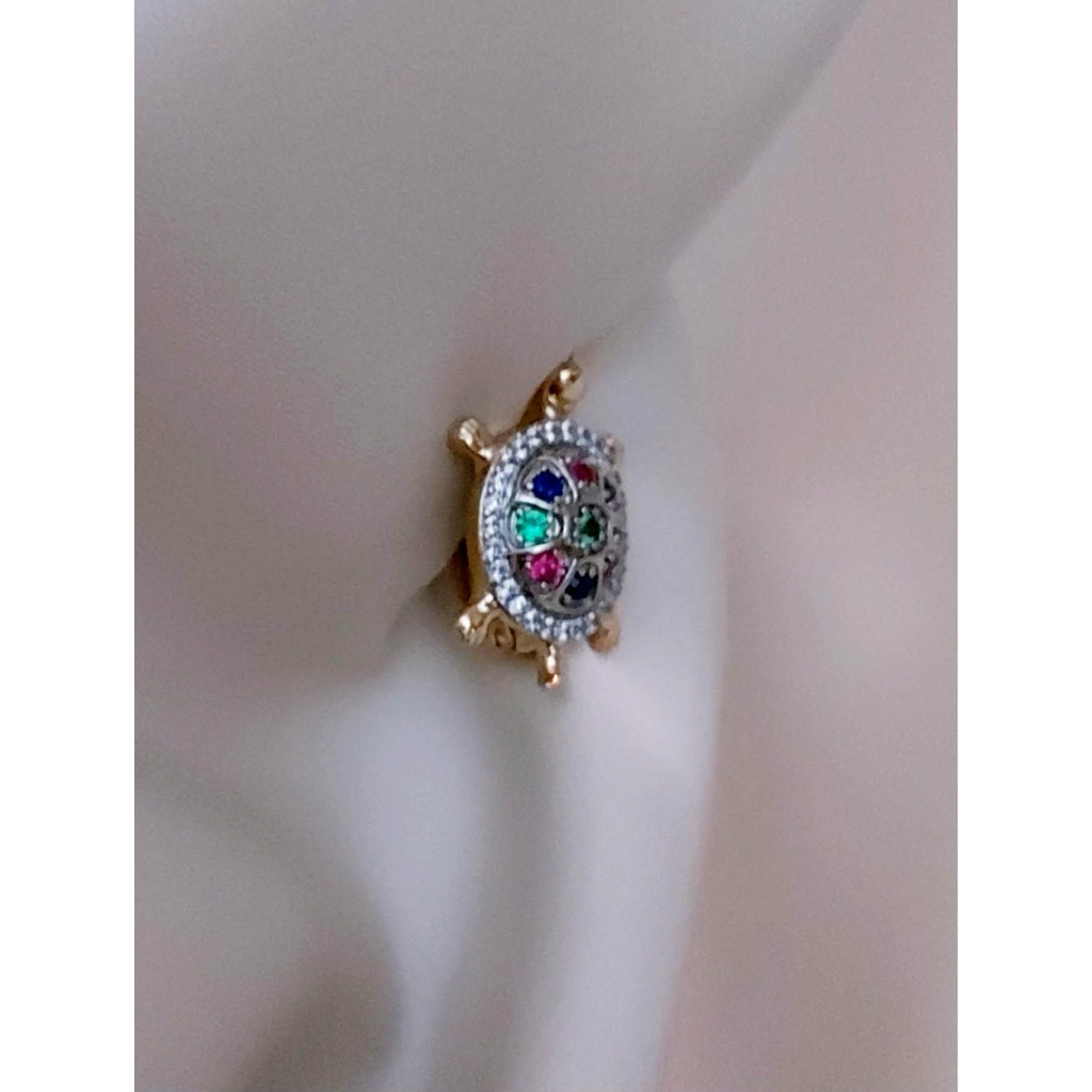 Multi-Colored Gemstone Turtle Hoop Earrings product photo 2