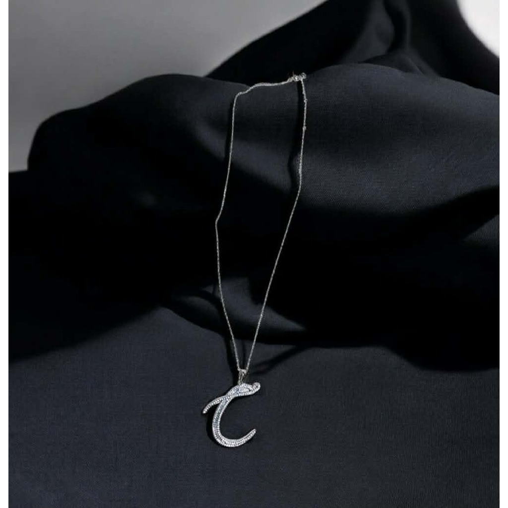 Statement Letter Necklace | Handcrafted Diamond Letter | Platinum Setting | 22 Inches product photo 2