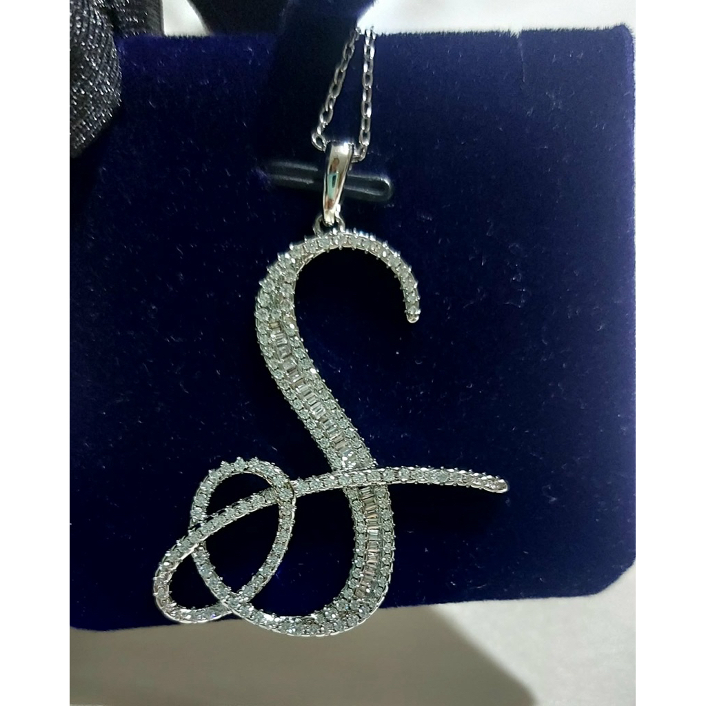 Statement Letter Necklace | Handcrafted Diamond Letter | Platinum Setting | 22 Inches product photo 5