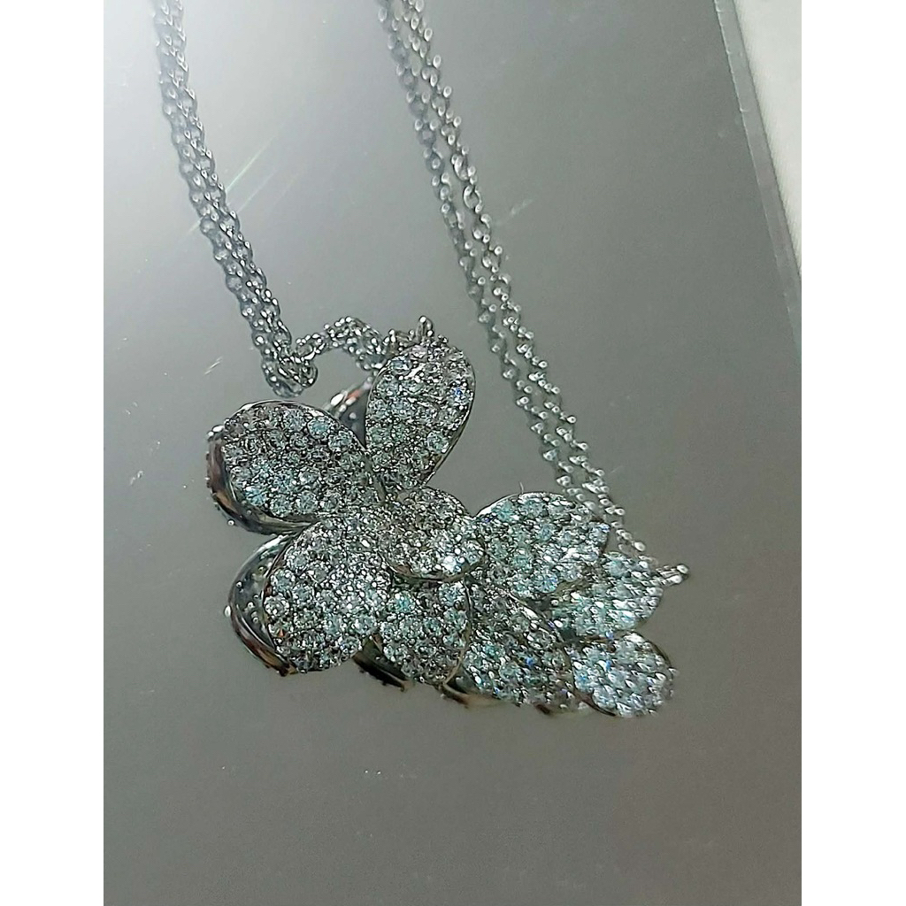 Elegant Petal Leaves Necklace | Pavé Diamond Accents | Adjustable Length product photo 3