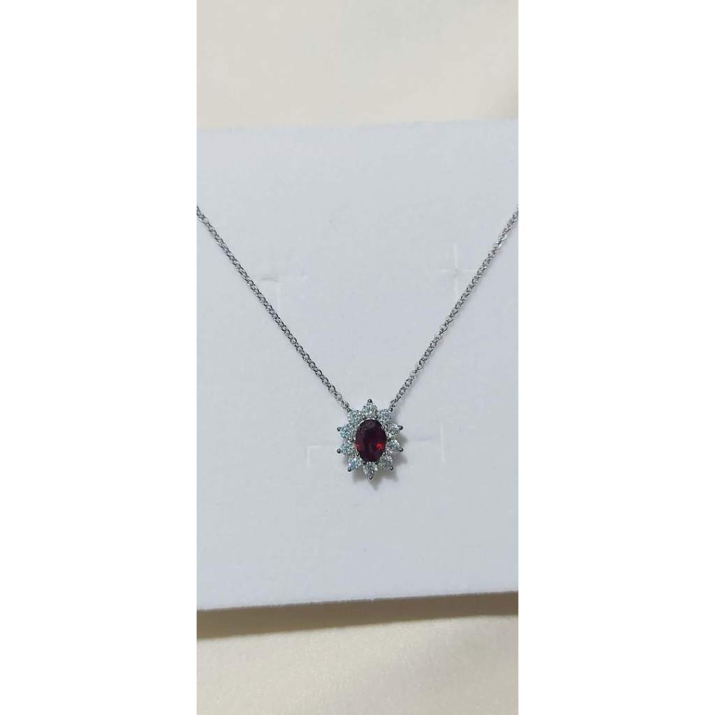 Elegant Estate Ruby & Diamond Pendant | Oval Ruby Center | Adjustable Length product photo 1