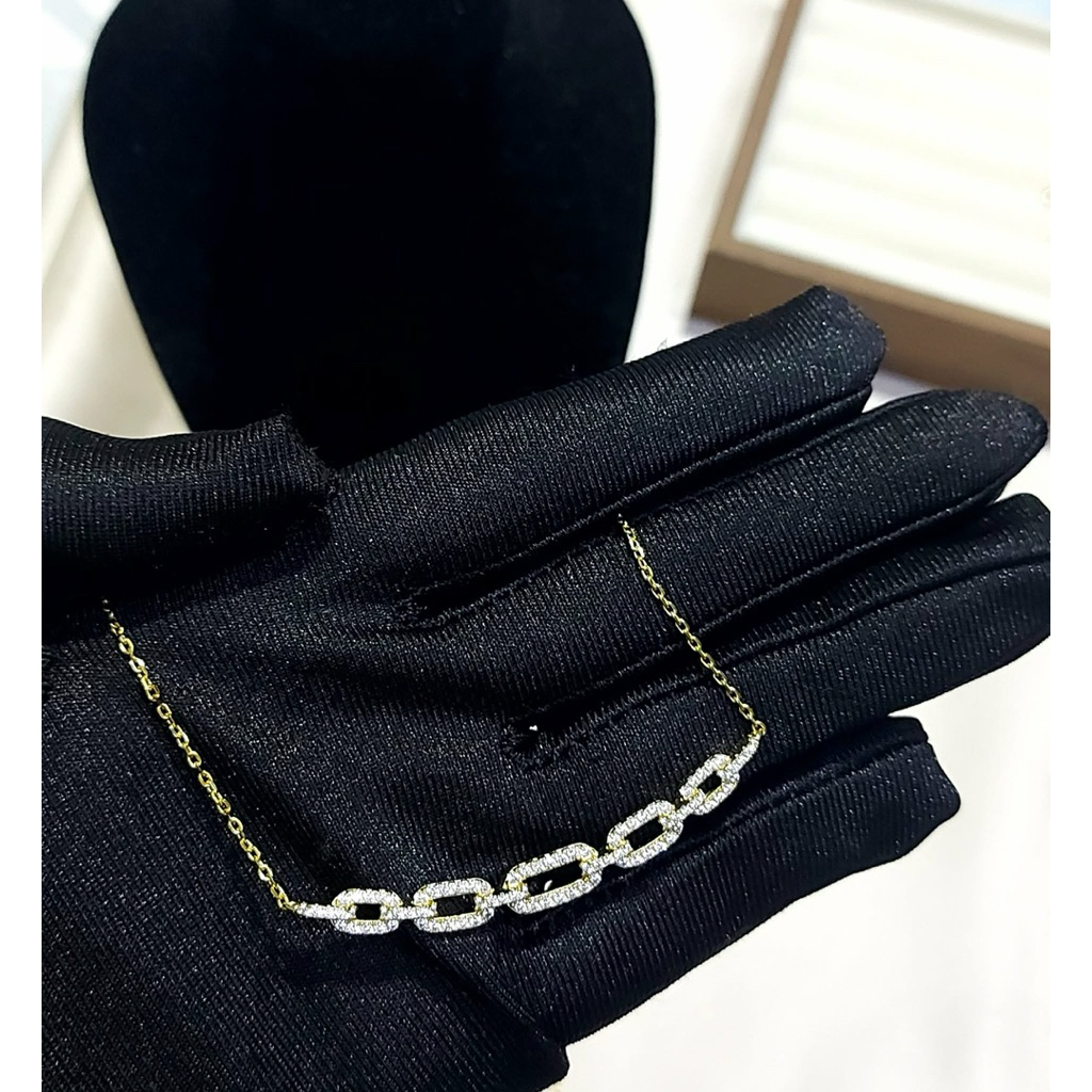 Pavé Link Bar Necklace | 18K Yellow Gold Vermeil | 22 Inches product photo 3