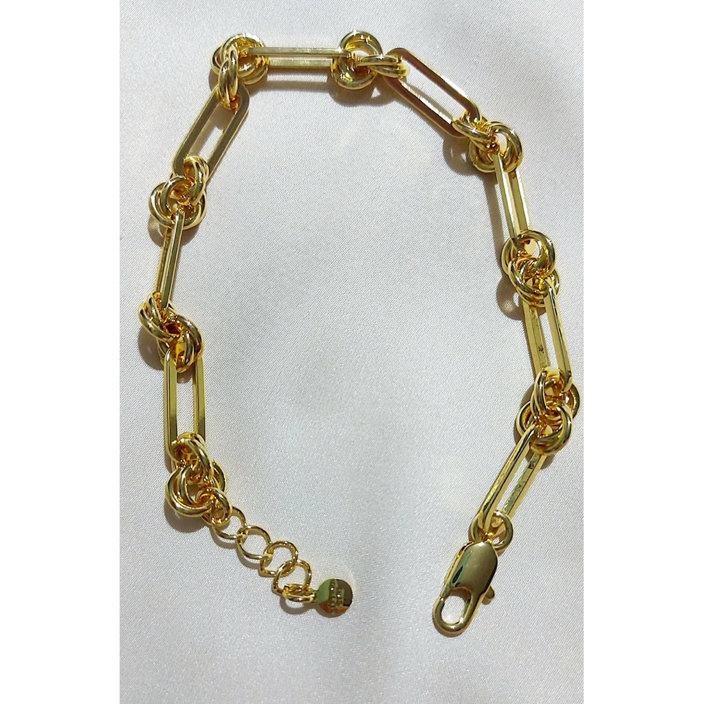Knot Link Paperclip Bracelet | Adjustable 7.5–8.5 Inches | Yellow Gold Setting product photo 1