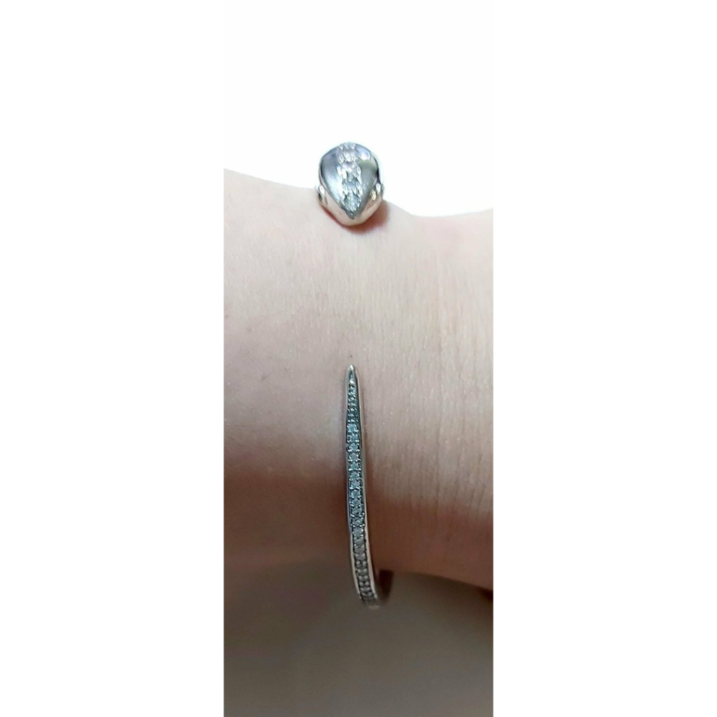 Serpentine Open Bangle | Diamond Accents | Slightly Adjustable | Platinum Setting product photo 3