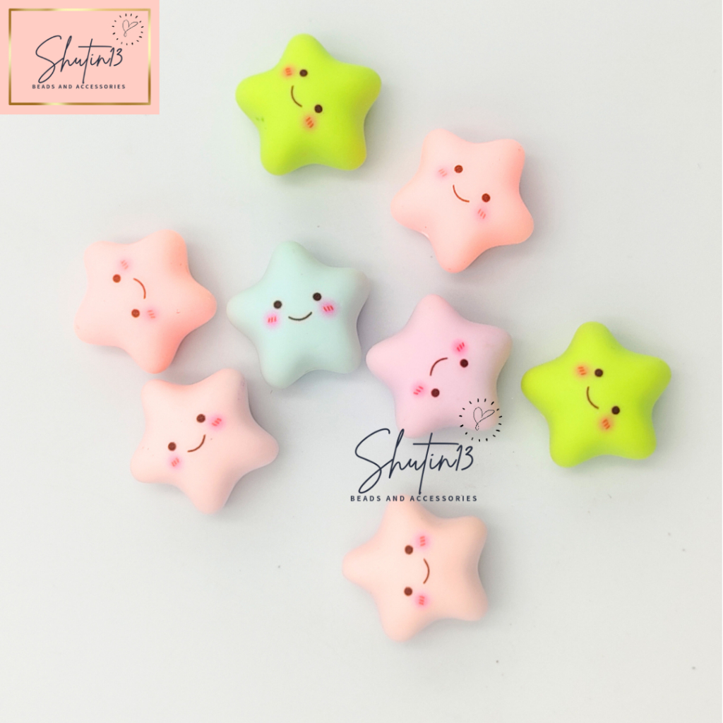 Shutin13 Star Heart Resin Beads Charm with Hole chubby Smiley Bead for DIY Keychain Accessories - Image 5