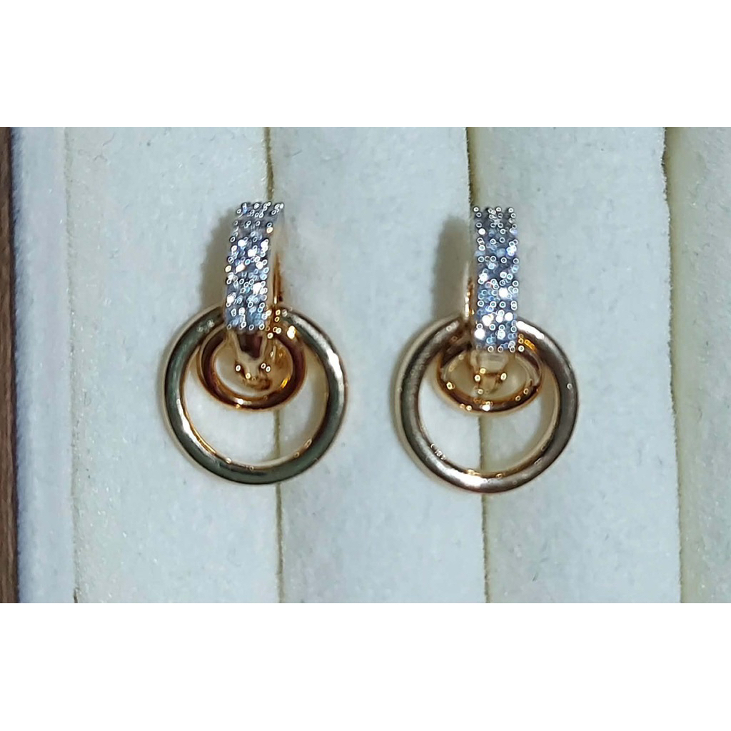 Geometric Round Drop Earrings | Champagne Setting | Diamond Accent product photo 5