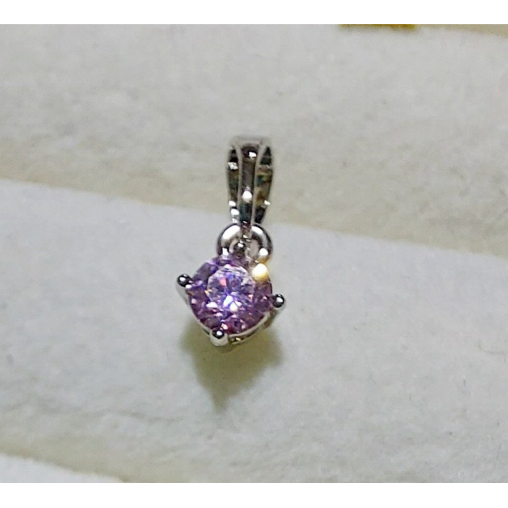 [Metchlab] Round Pink Crystal Pendant | Platinum Setting product photo 4