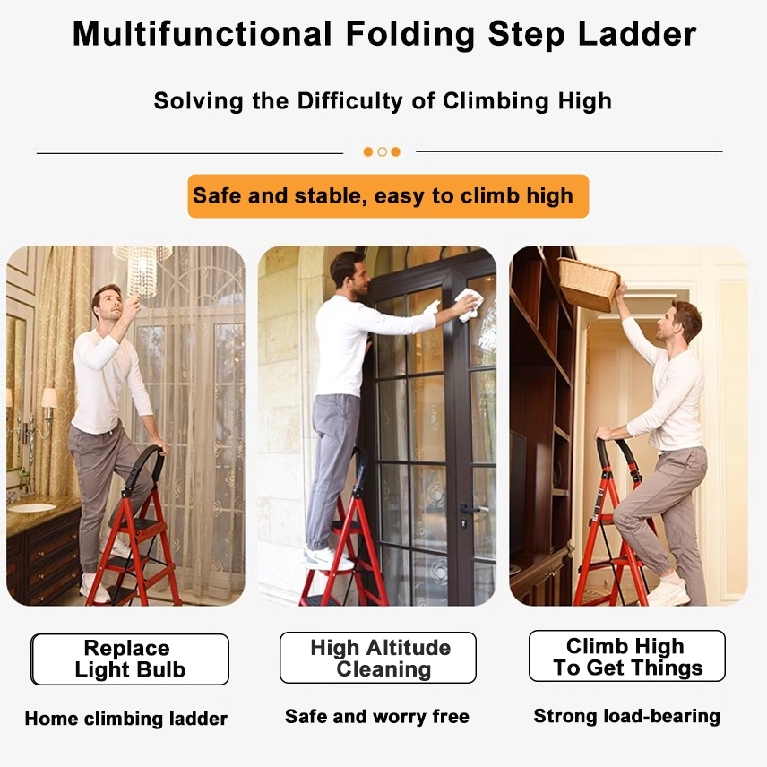 ladder foldable aluminum heavy duty Thicker 2/3/4/5/6/7/8 Steps Multifunction Household Ladder — view 8