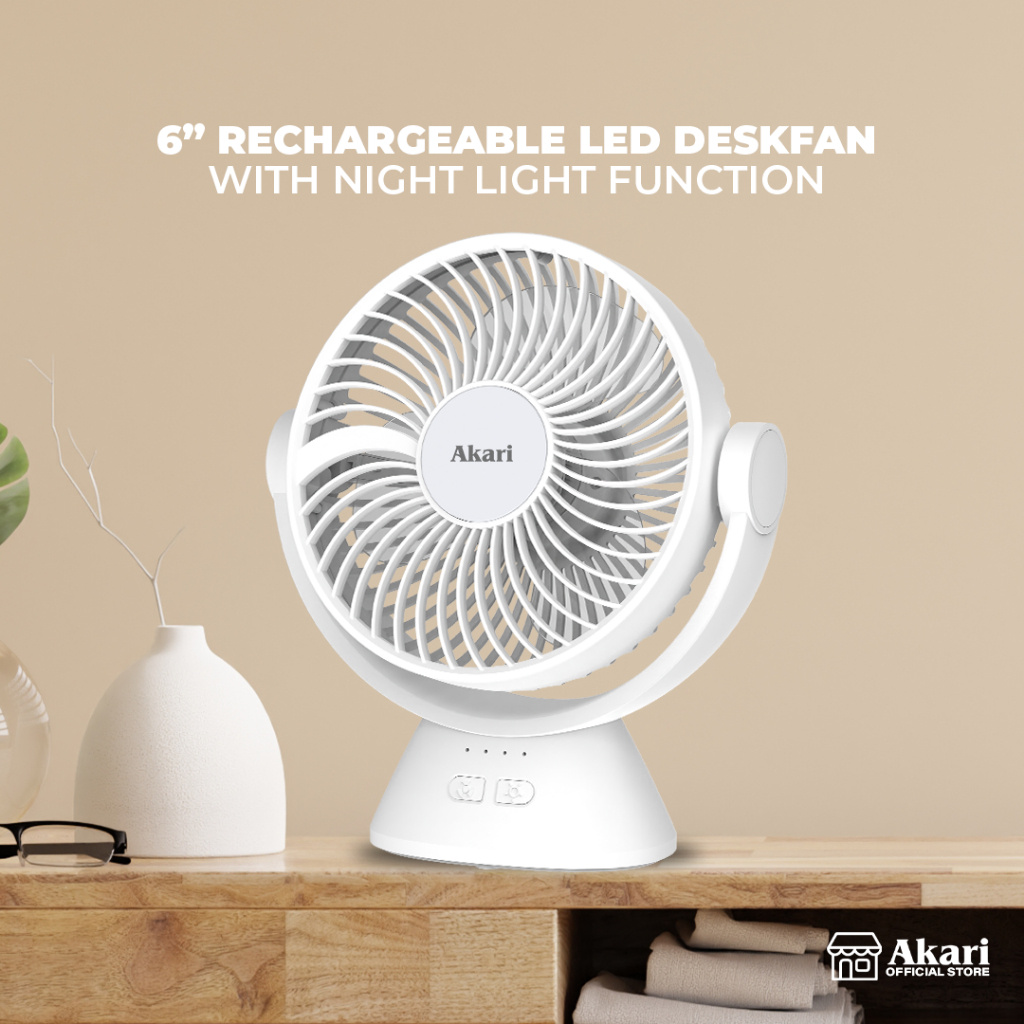 BUY 1 TAKE 1 Akari 6" Rechargeable Desk fan w/ Night Light Function (ARF-606) — view 5