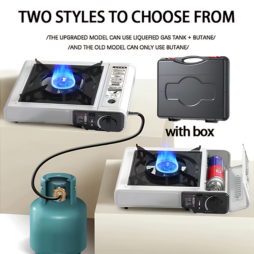 2 in 1 portable butane gas stove with box outdoor camping Windproof Cassette Furnace Picnic Burner - Image 5