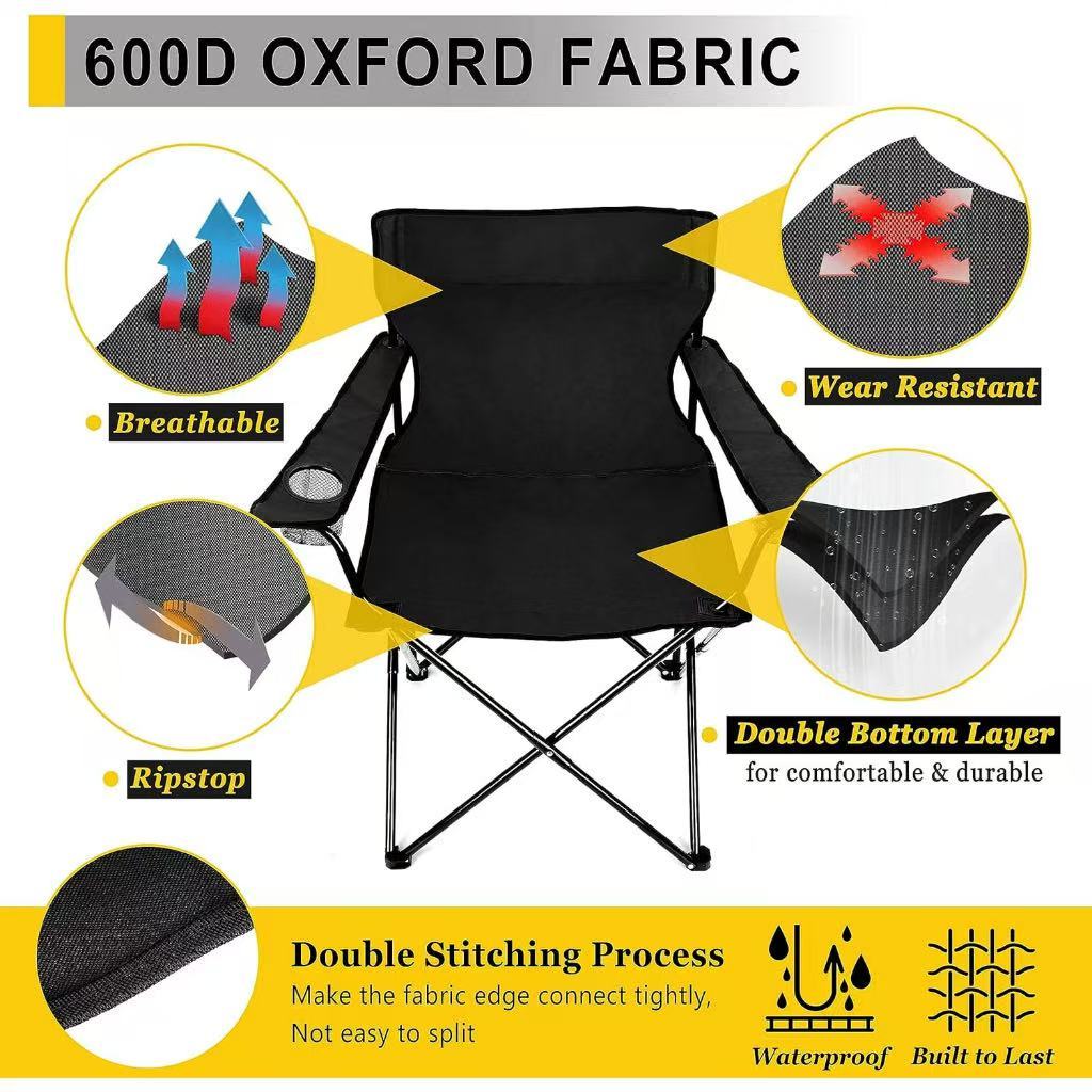 Foldable Chairs with Armrest & Camping Table Portable Folding Set with Storage Bag For Outdoor BBQ — view 2