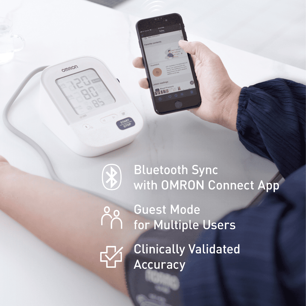 Omron HEM-7156T-A Automatic Upper Arm Blood Pressure Monitor BPM Digital w/ Bluetooth & Intellicuff - Image 2