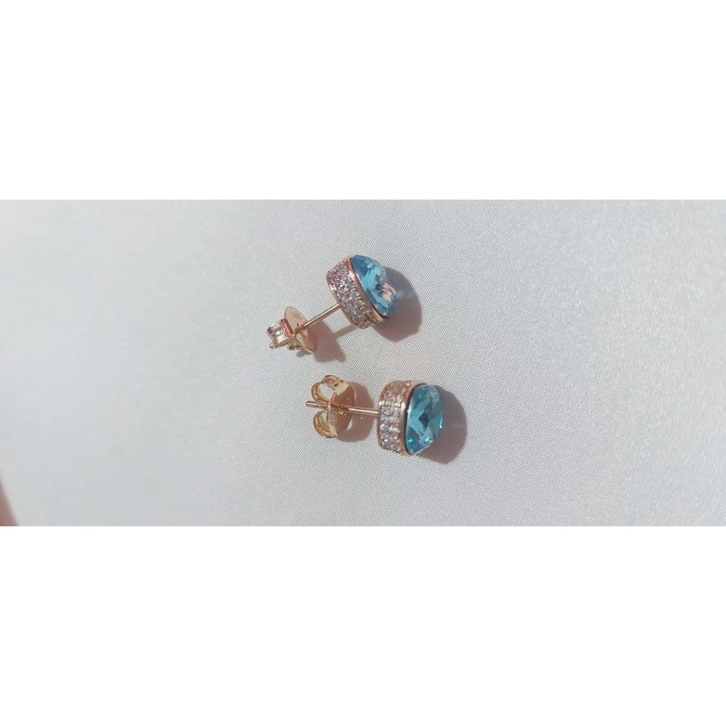 Authentic Aquamarine Gemstone Stud Earrings with Diamonds product photo 3