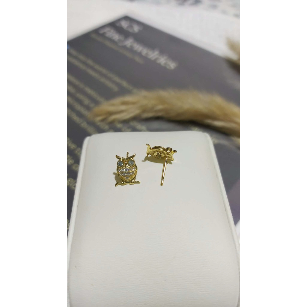 Owl Stud Earrings with Diamonds product photo 4