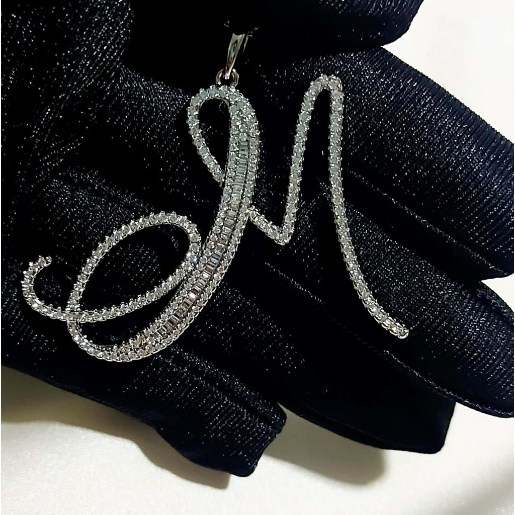 Statement Letter Necklace | Handcrafted Diamond Letter | Platinum Setting | 22 Inches product photo 3