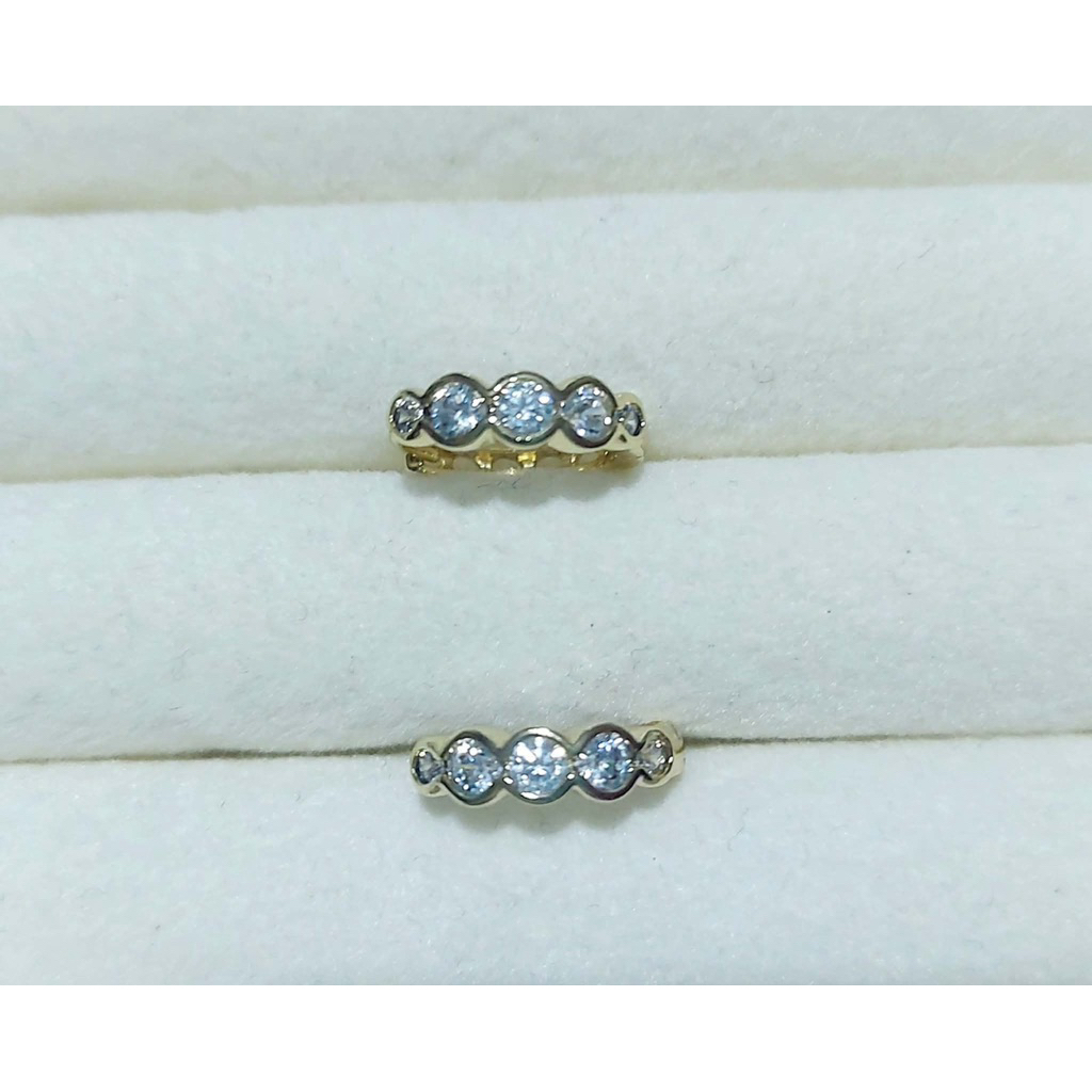 Diamond-Accented Huggie Hoop Earrings | Yellow Gold product photo 2