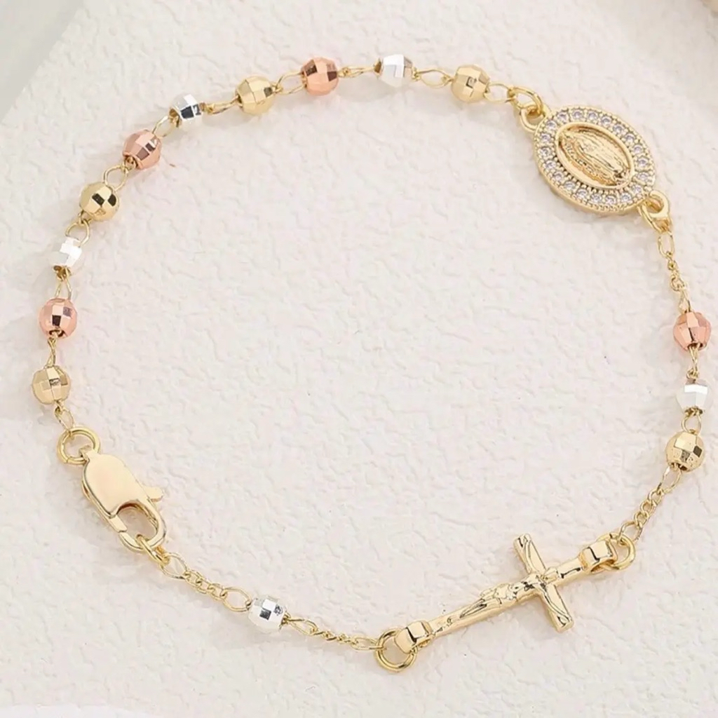 Tri-Color Rosary Bracelet | Miraculous Medal & Crucifix