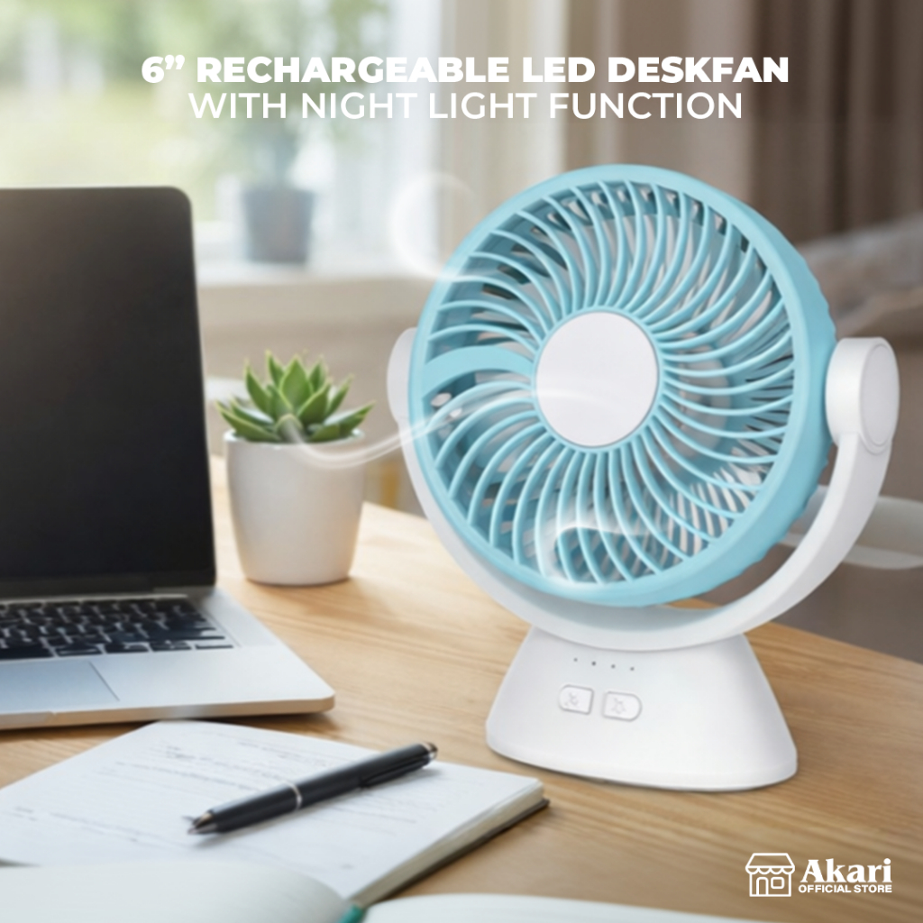BUY 1 TAKE 1 Akari 6" Rechargeable Desk fan w/ Night Light Function (ARF-606) — view 8