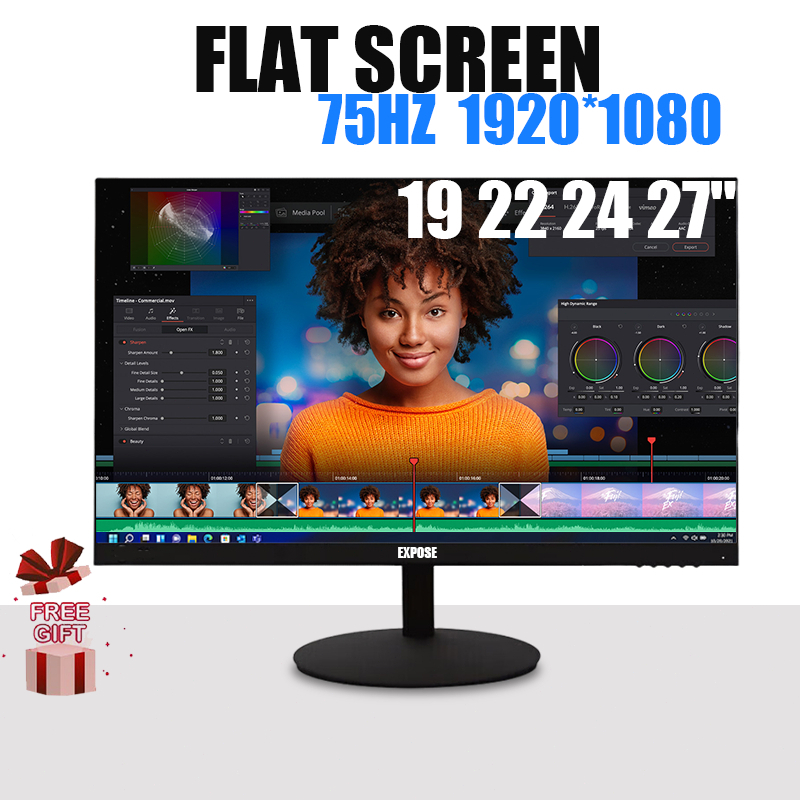 Expose 27/24/22/19 Inch Led Monitor 1080P 75hz 60hz Flat 1ms Monitor For PC Computer Laptop N200HD — view 7