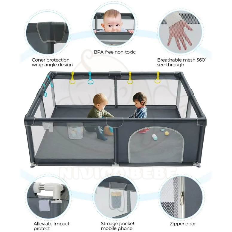 NIVICO BEBE Playpen For Baby With Foam Queen King Size Indoor Breathable Mesh Safety Baby Playpen - Image 6